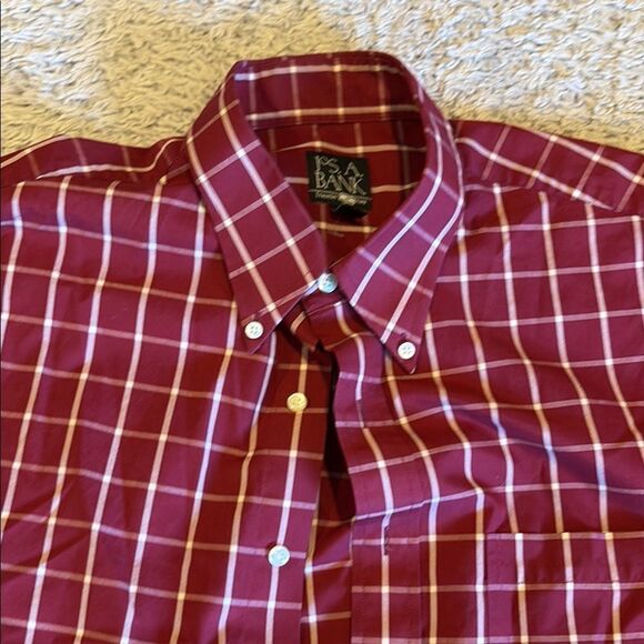 Jos. A. Bank Red and White Casual Button Down Shirt EUC - Picture 1 of 5